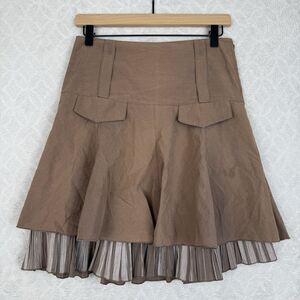 Vtg Cache Cache Skirt 38/M Brown Layered Pleated Euro Schoolgirl Academia Retro